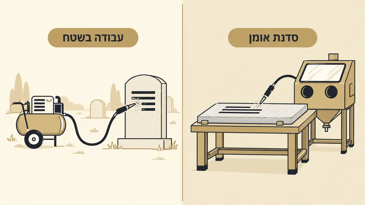 מה כוללת העבודה בחריטה על מצבה קיימת או חדשה?