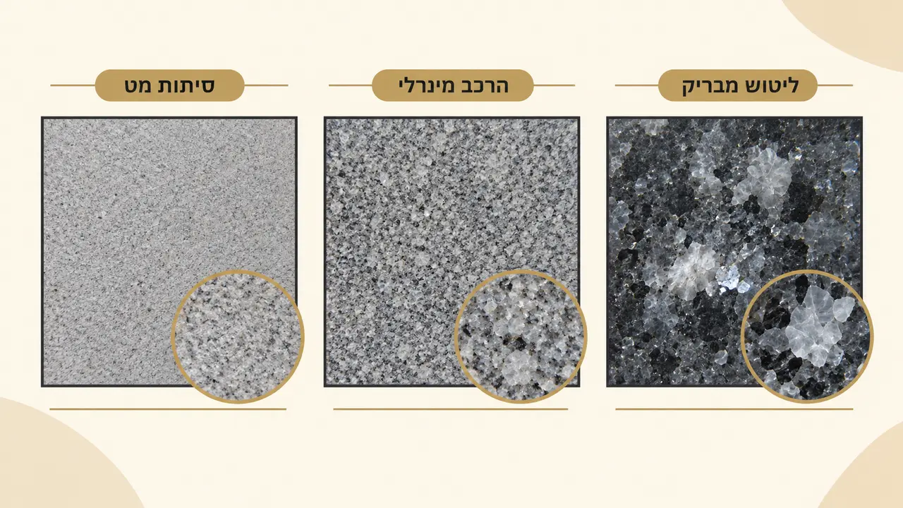למה מצבת גרניט אפור יכולה להיראות שונה בין שתי דוגמאות?